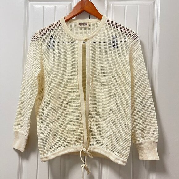 Vintage Sheer Square Crochet Cardigan Ivory – XS - Picture 2 of 11